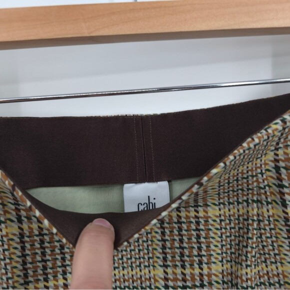 Cabi Pastime Houndstooth Plaid Skirt Above Knee Asymmetrical Hem Pockets NWT - Picture 8 of 15